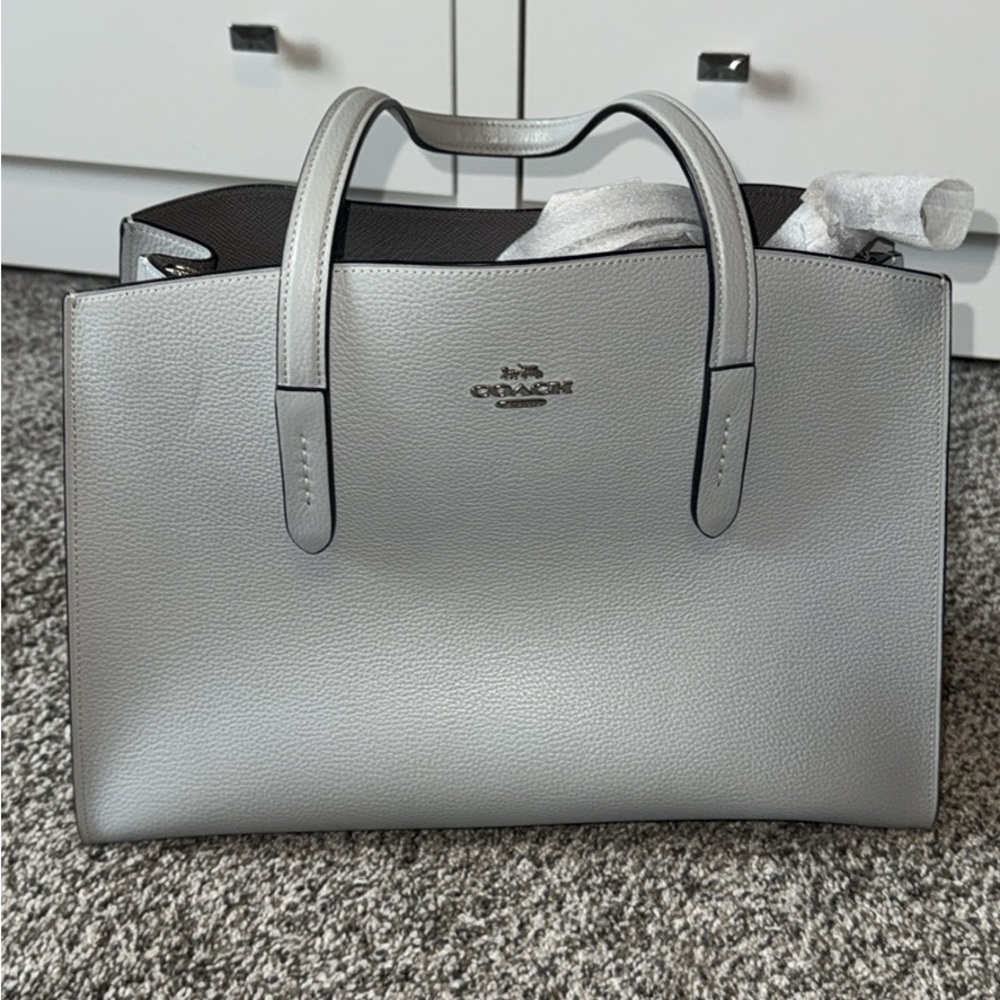 Coach Light Blue Leather Tote Bag